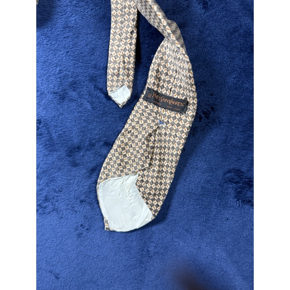Yves Saint Laurent Mens Silk Classic Length Geometric - Picture 5 of 9
